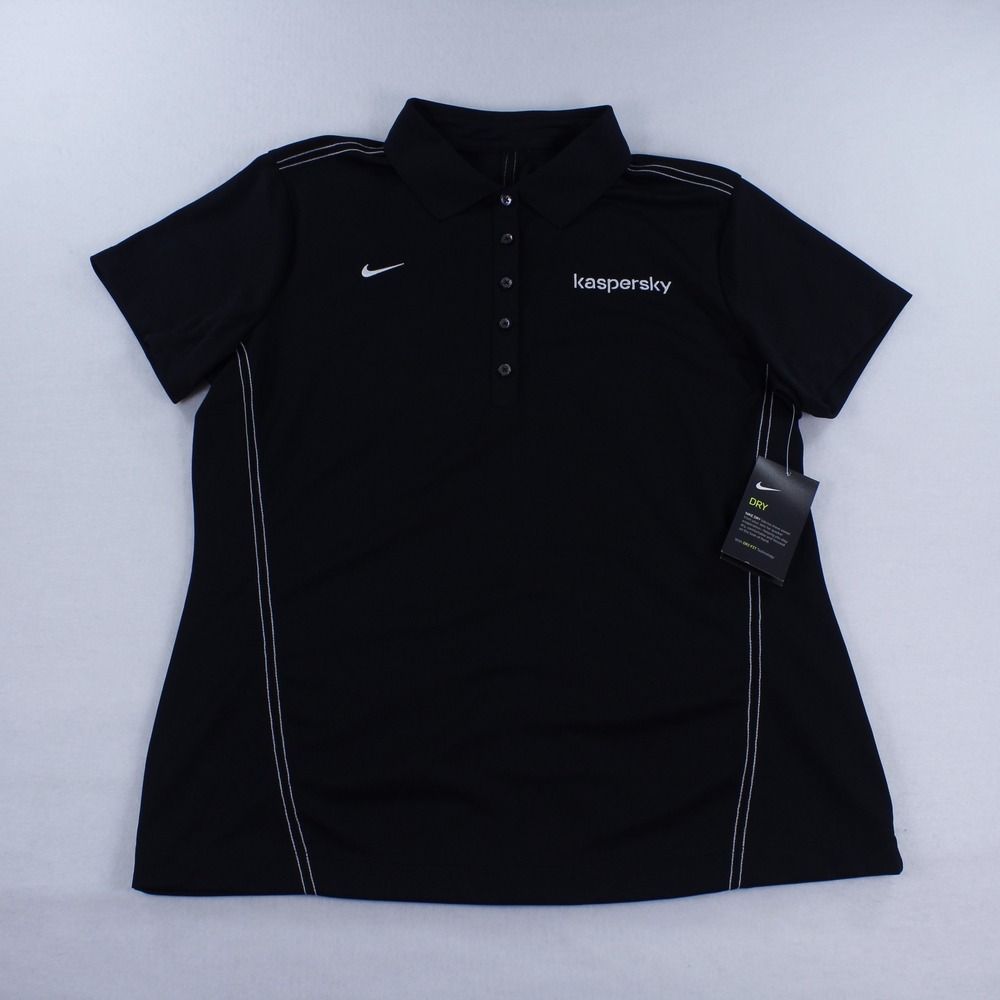 Nike Dri-FIT Women's Polo Shirt Size XL Black Kaspersky Tech Corporate Logo NWT